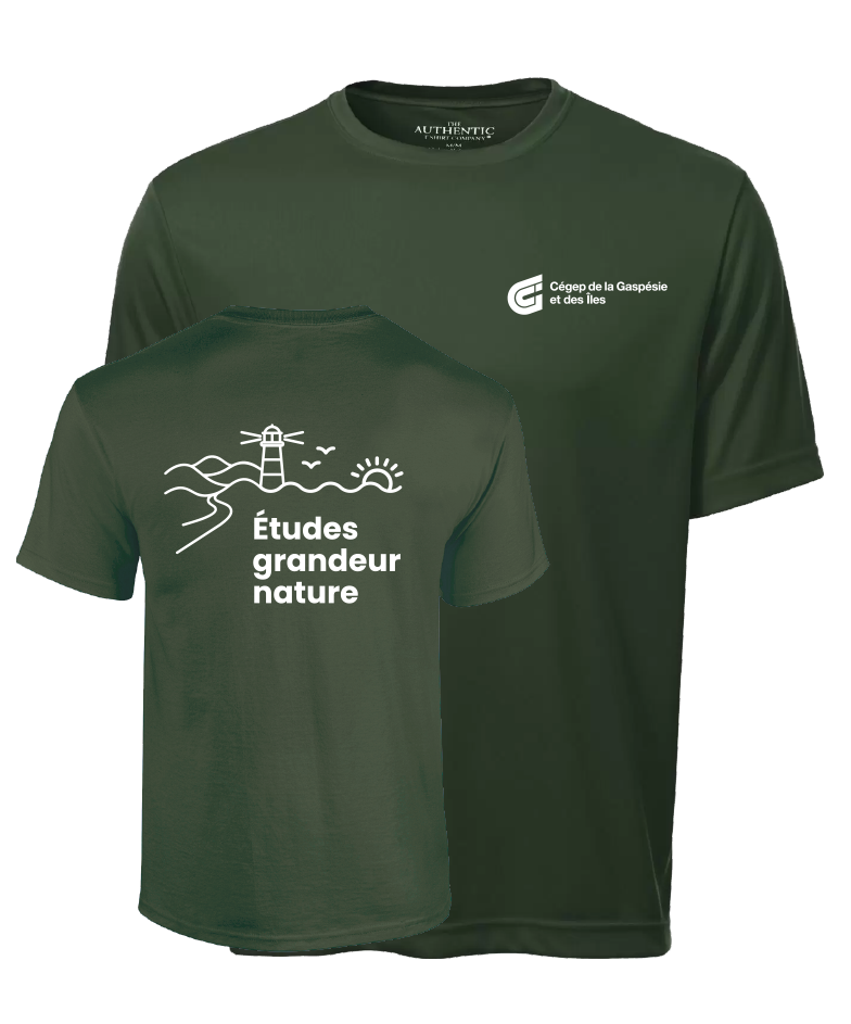 Cégep de la Gaspésie et des Îles (SLOGAN) - S350 T-shirt sport Pro Team - SE. S16545 (AVG) + SE. S16547 (DOS)