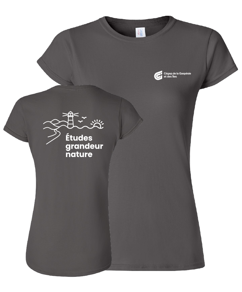 Cégep de la Gaspésie et des Îles - 64000L T-shirt softstyle femme (SLOGAN) - SE. S16545 (AVG) + SE. S16547 (DOS)