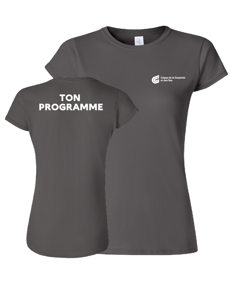 Cégep de la Gaspésie et des Îles - 64000L T-shirt softstyle femme (PGM) - SE. S16545 (AVG) + SE. Nom du PGM (DOS)