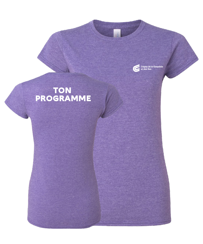 Cégep de la Gaspésie et des Îles - 64000L T-shirt softstyle femme (PGM) - SE. S16545 (AVG) + SE. Nom du PGM (DOS)