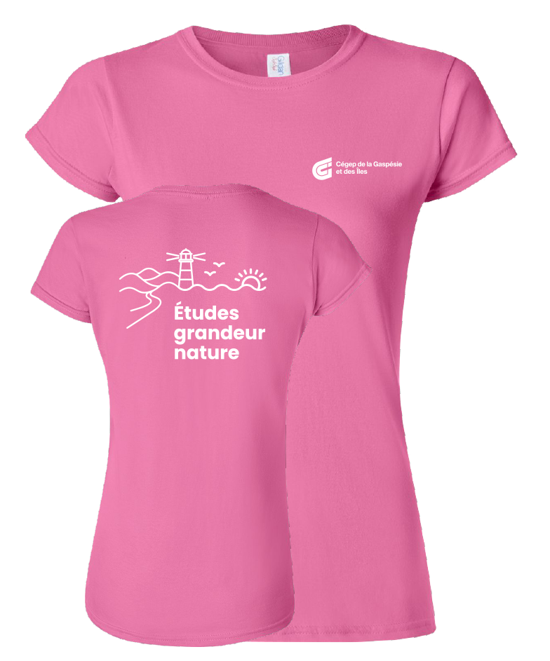 Cégep de la Gaspésie et des Îles - 64000L T-shirt softstyle femme (SLOGAN) - SE. S16545 (AVG) + SE. S16547 (DOS)